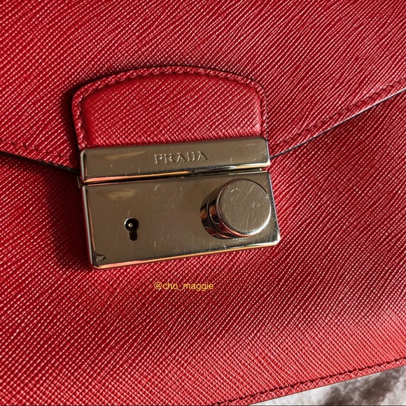 Prada Red Saffiano Lux Mini Sound Bag - Picture 5 of 9